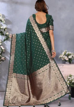 Banarasi Saree in Dark Green