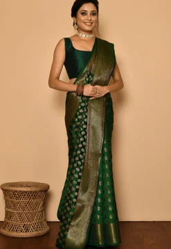 Banarasi Saree in Dark Green