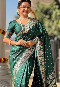 Banarasi Saree in Dark Teal Green
