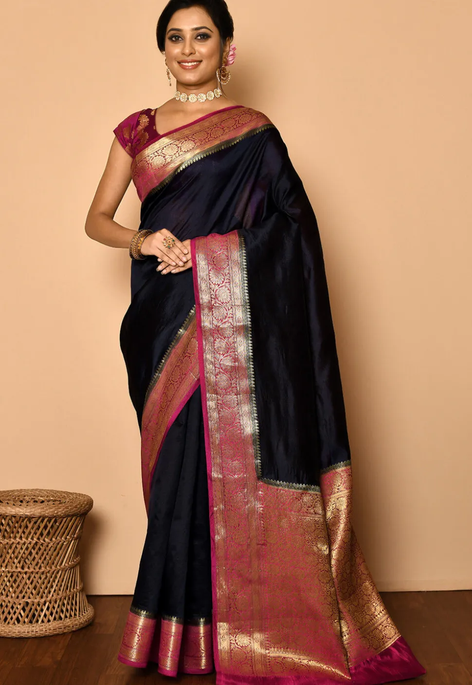 Banarasi Saree in Dark Violet