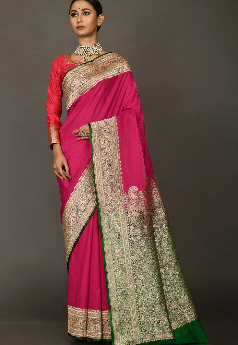 Banarasi Saree in Fuchsia