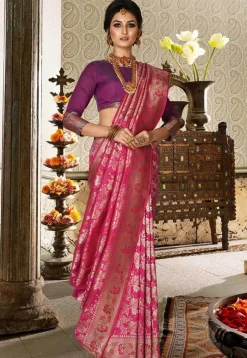 Banarasi Saree in Fuchsia