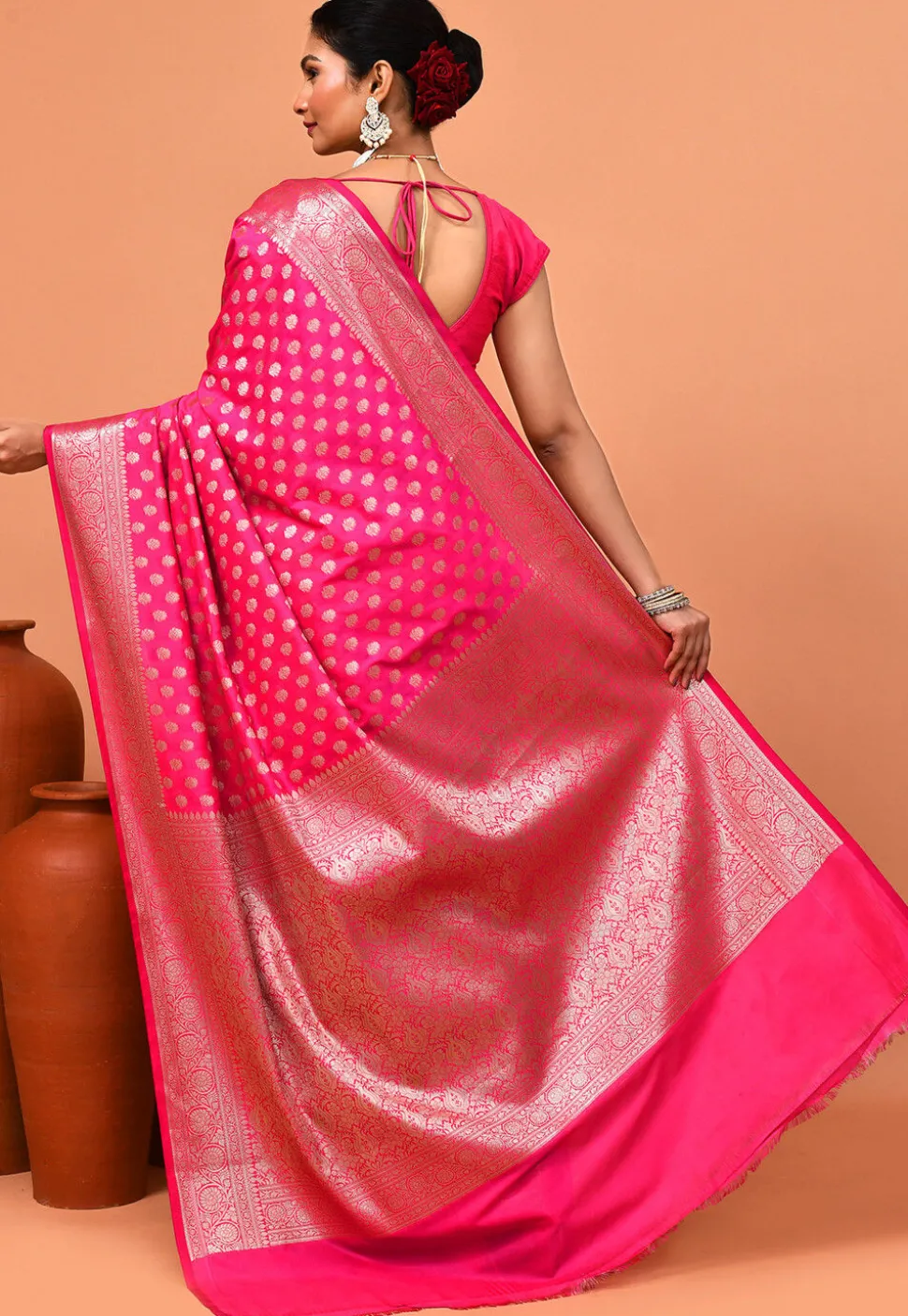 Banarasi Saree in Fuchsia