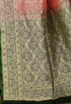 Banarasi Saree in Fuchsia and Orange Dual Tone