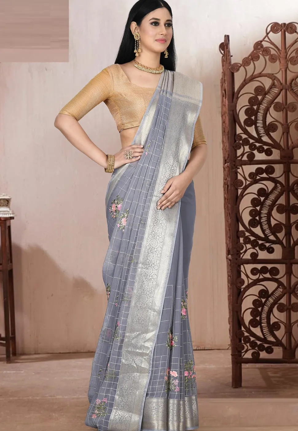 Banarasi Saree in Grey