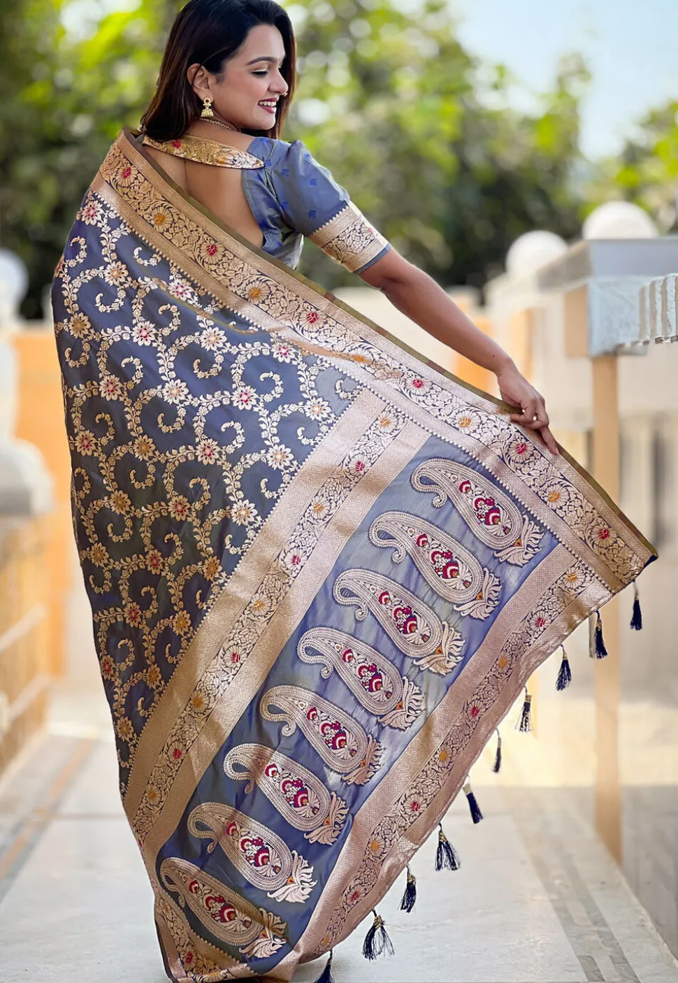 Banarasi Saree in Grey