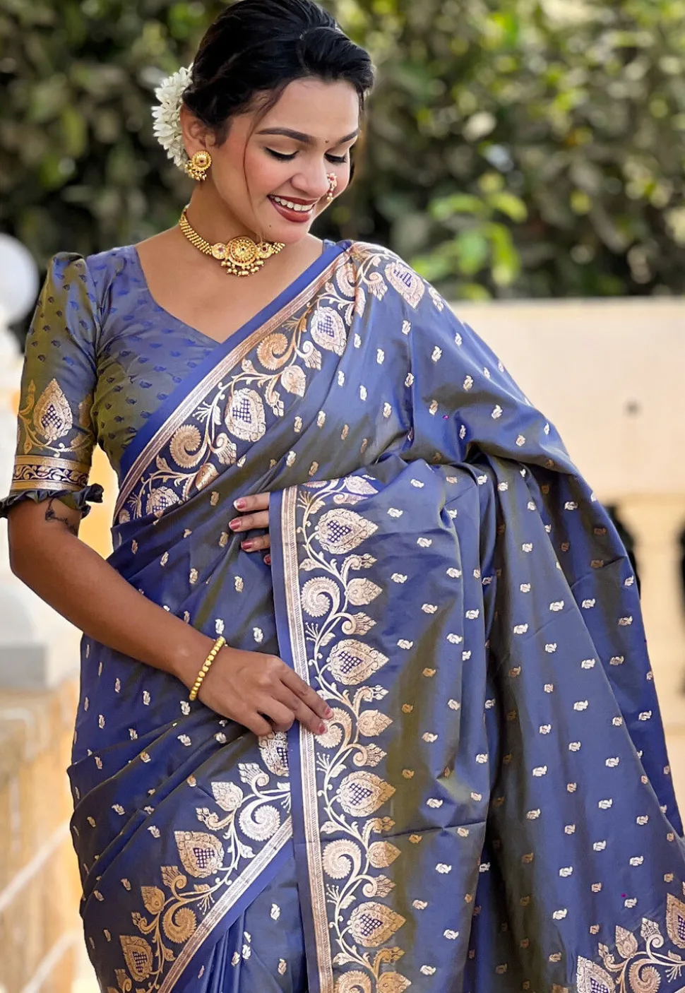 Banarasi Saree in Grey