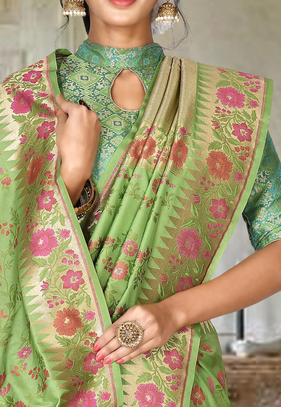 Banarasi Saree in Light Green