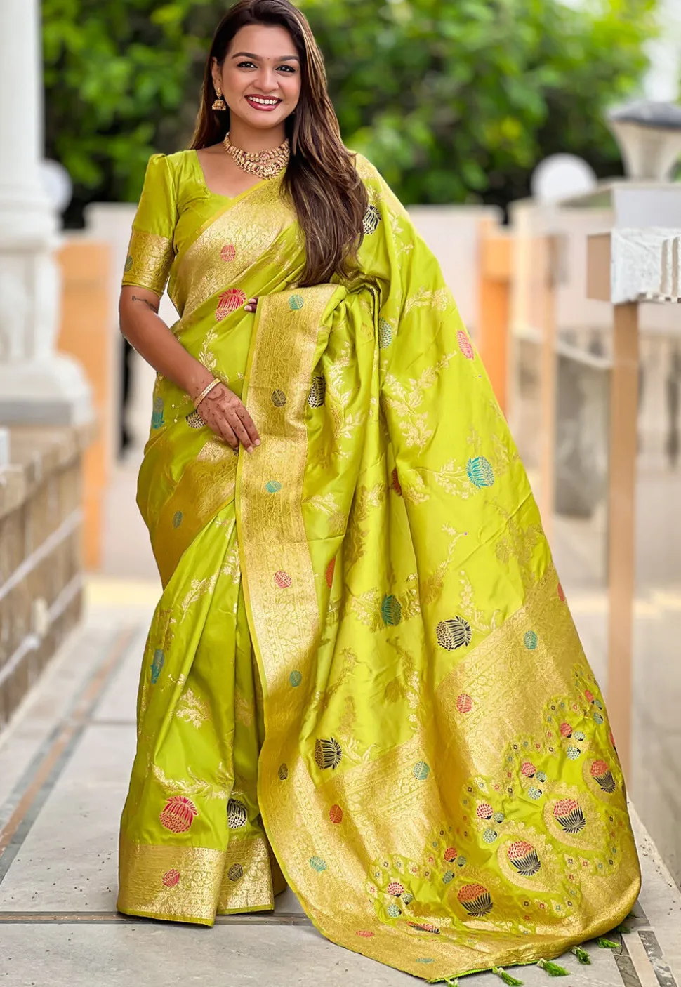 Banarasi Saree in Light Green