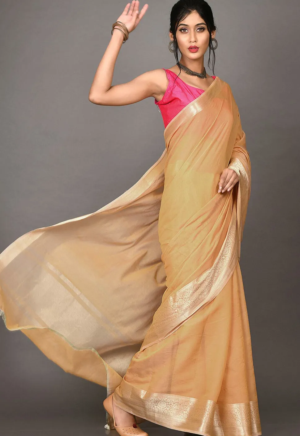 Banarasi Saree in Light Mustard