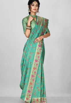 Banarasi Saree in Light Teal Green