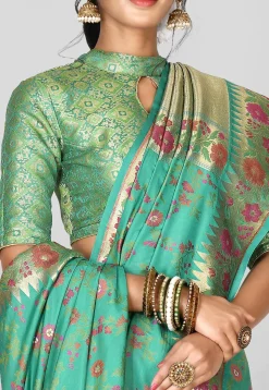 Banarasi Saree in Light Teal Green
