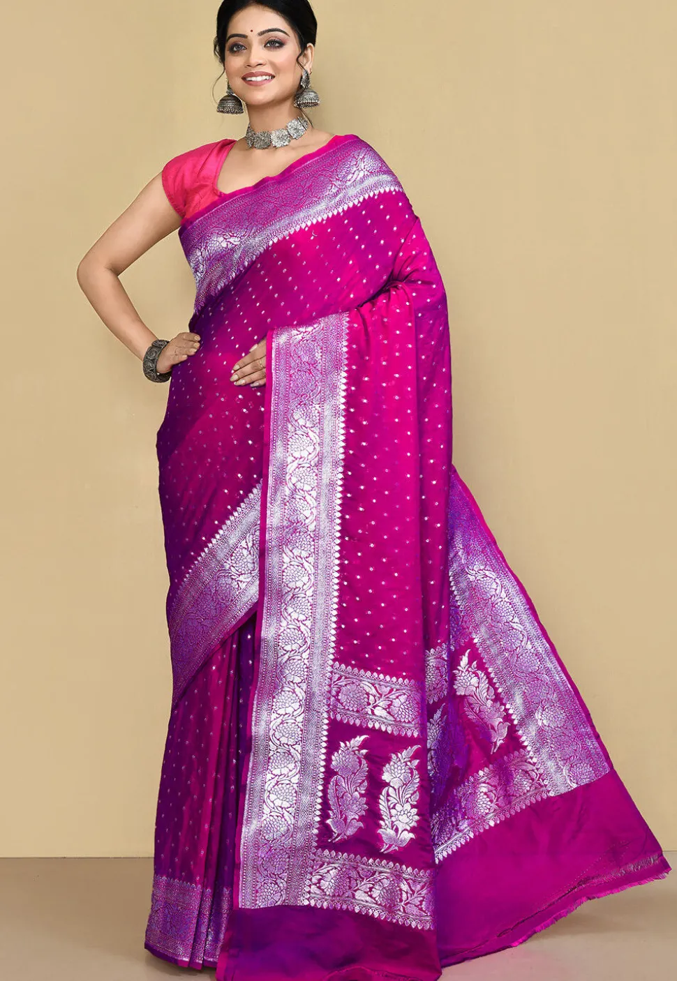 Banarasi Saree in Magenta