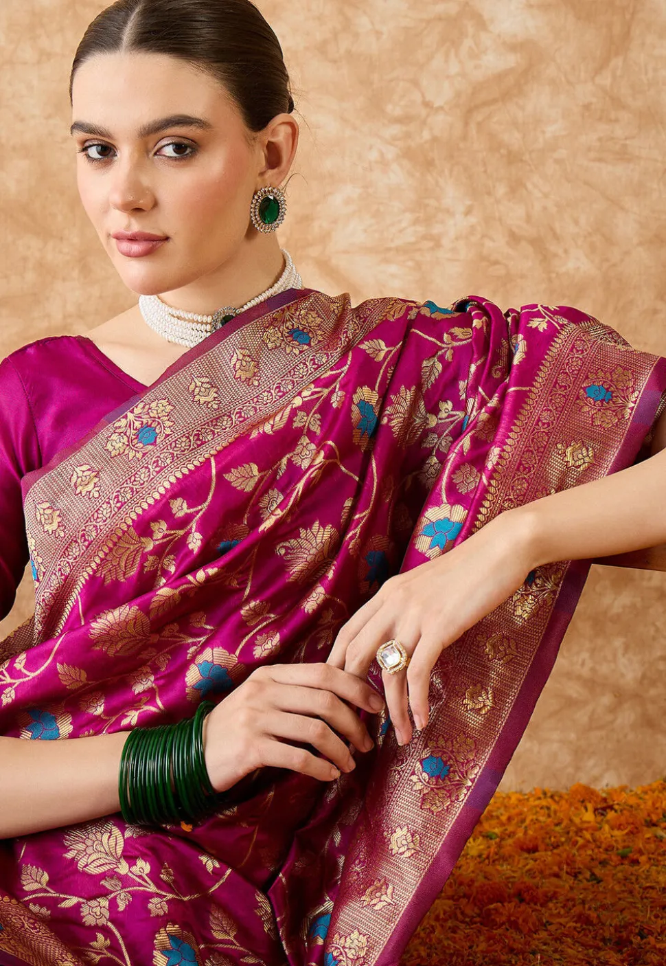 Banarasi Saree in Magenta