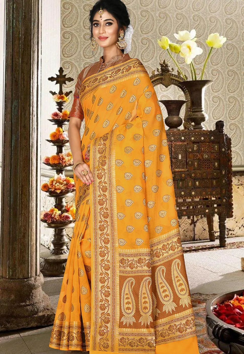 Banarasi Saree in Mustard