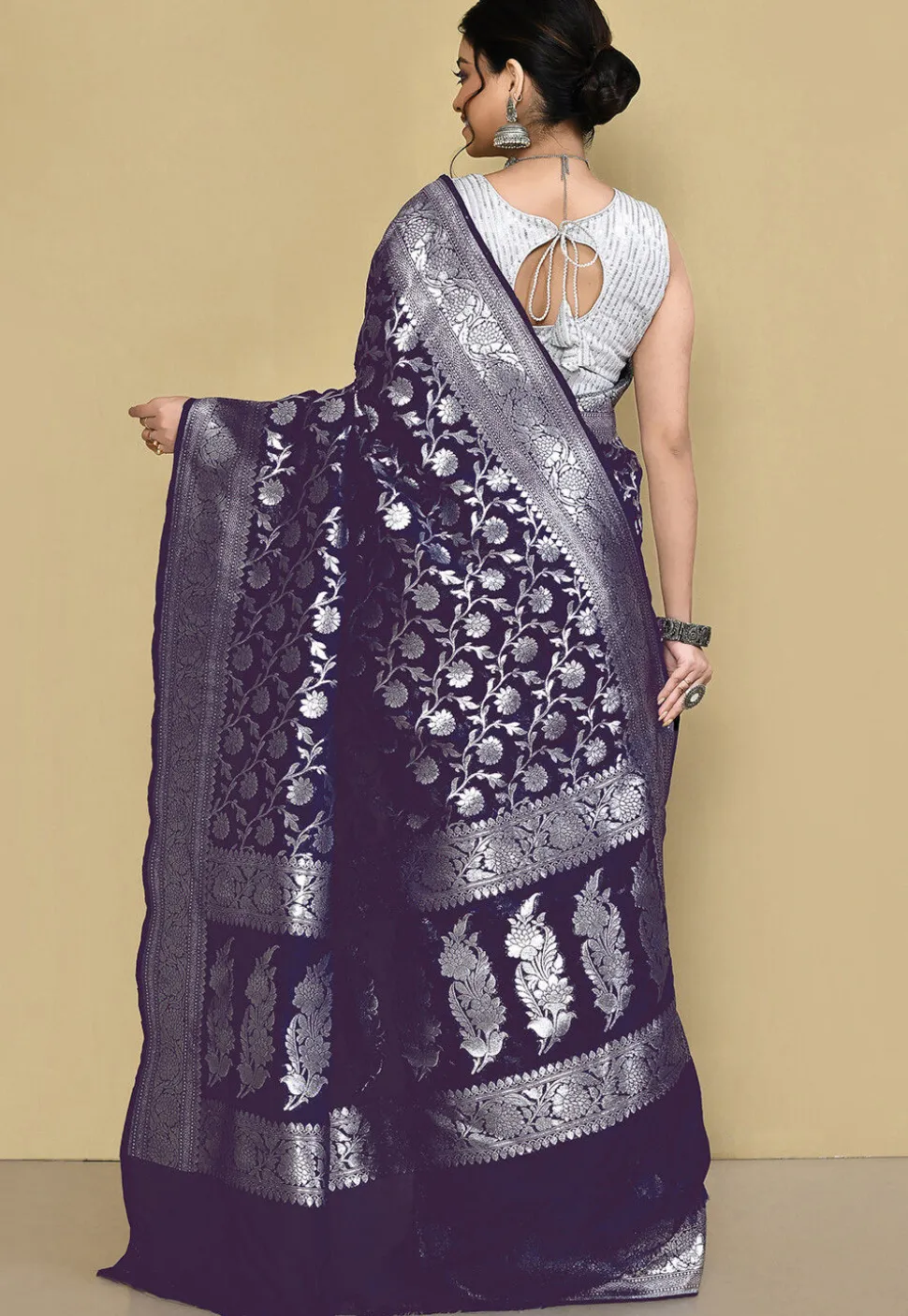 Banarasi Saree in Navy Blue