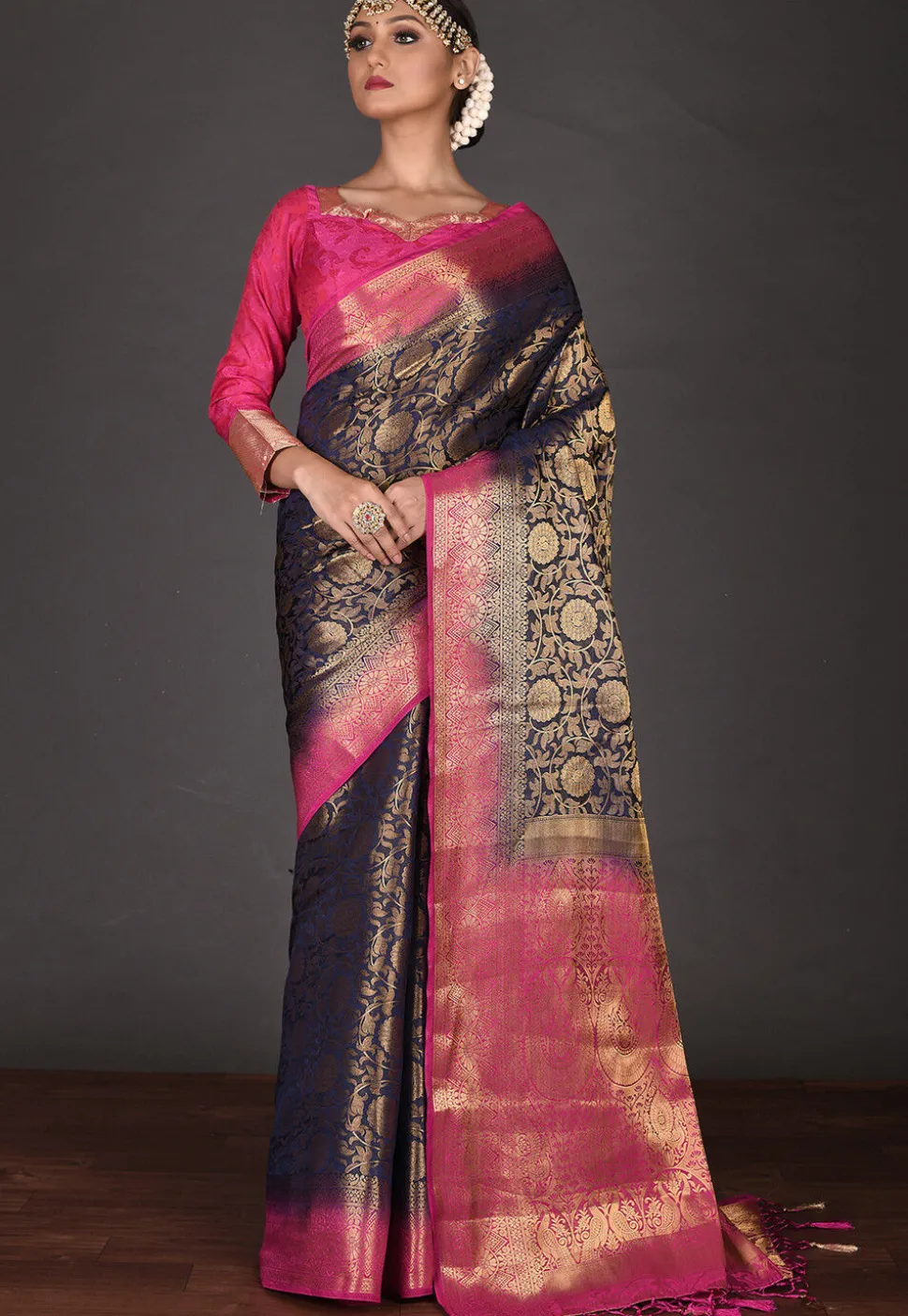 Banarasi Saree in Navy Blue