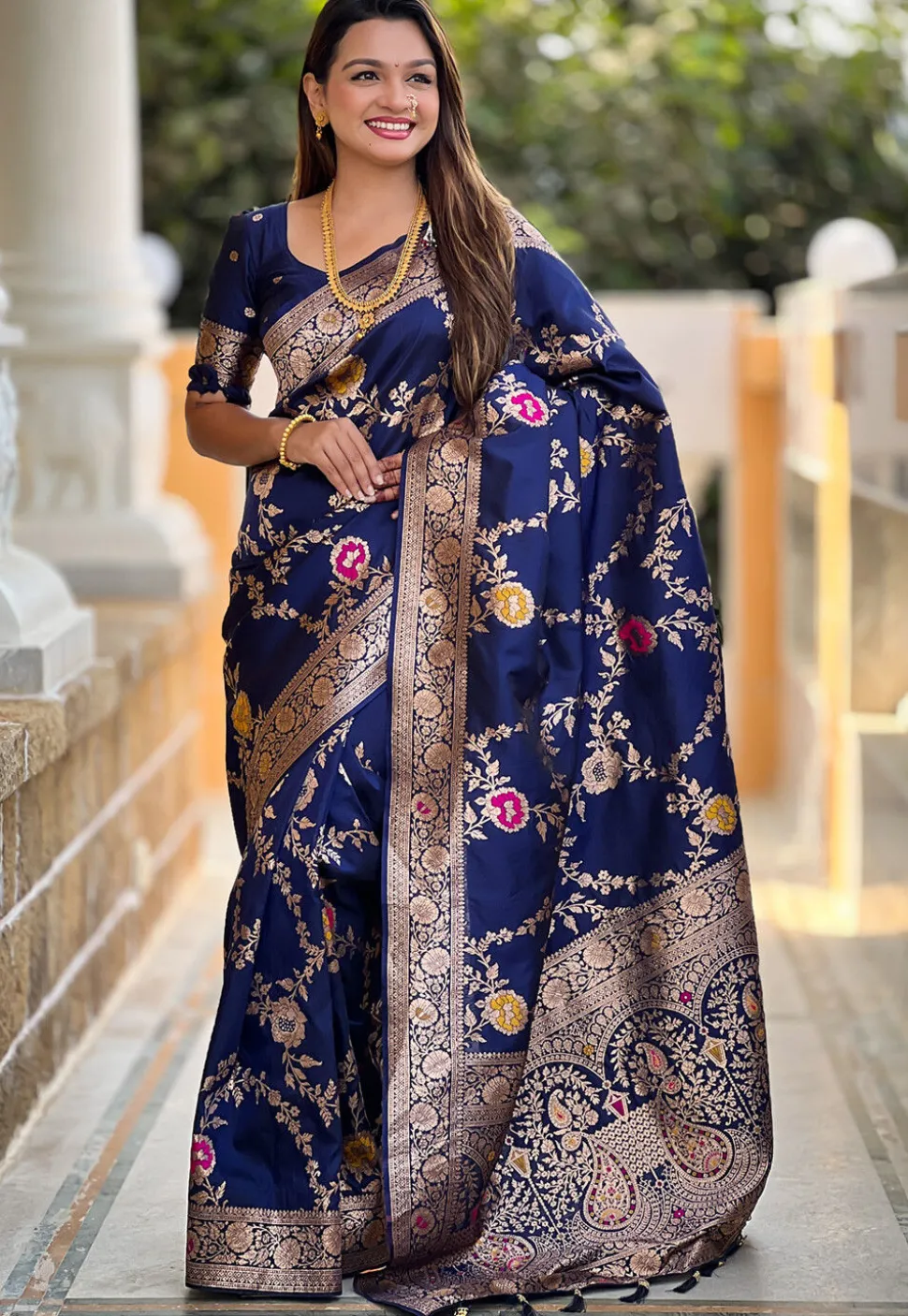 Banarasi Saree in Navy Blue
