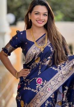 Banarasi Saree in Navy Blue