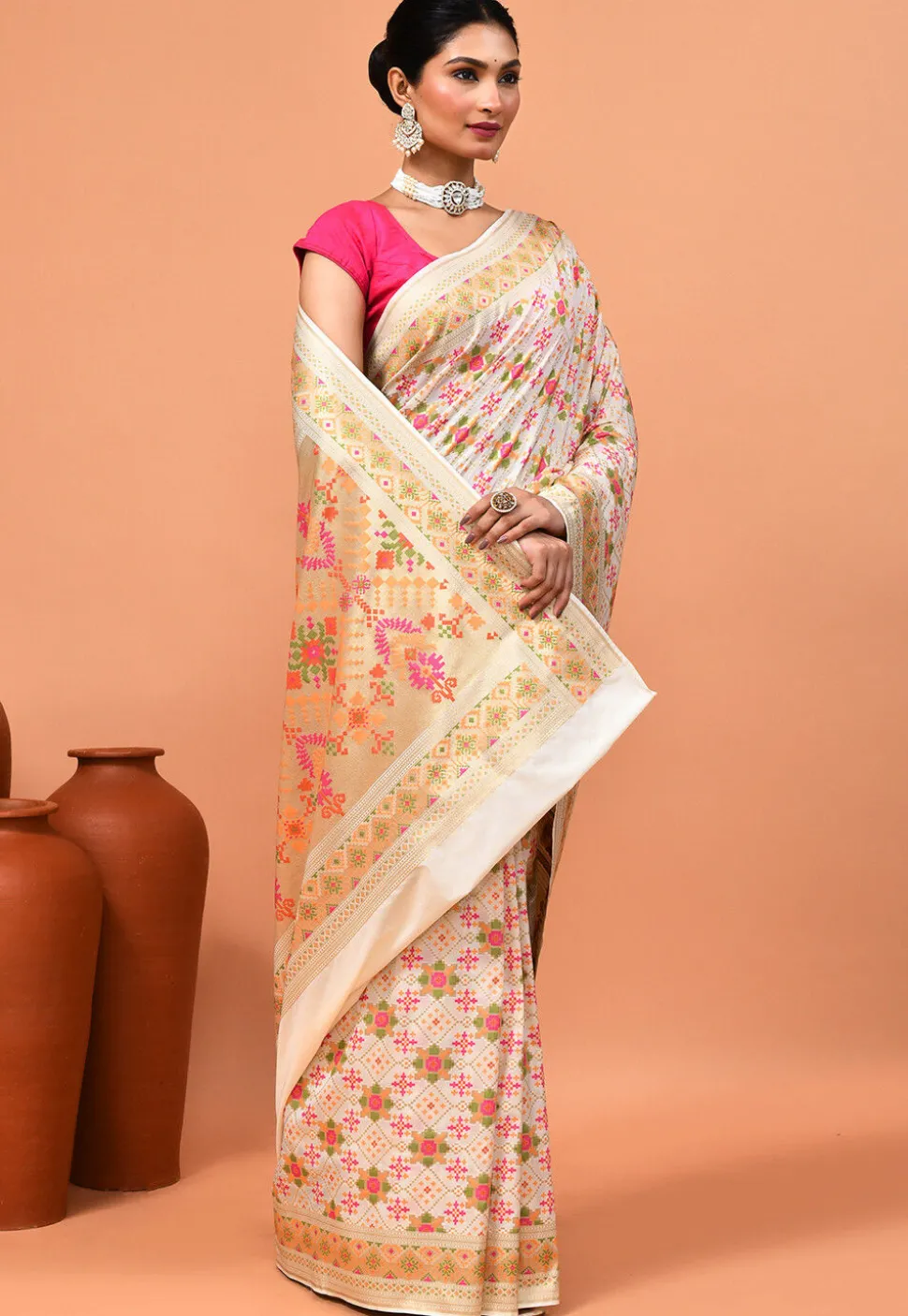 Banarasi Saree in Off White