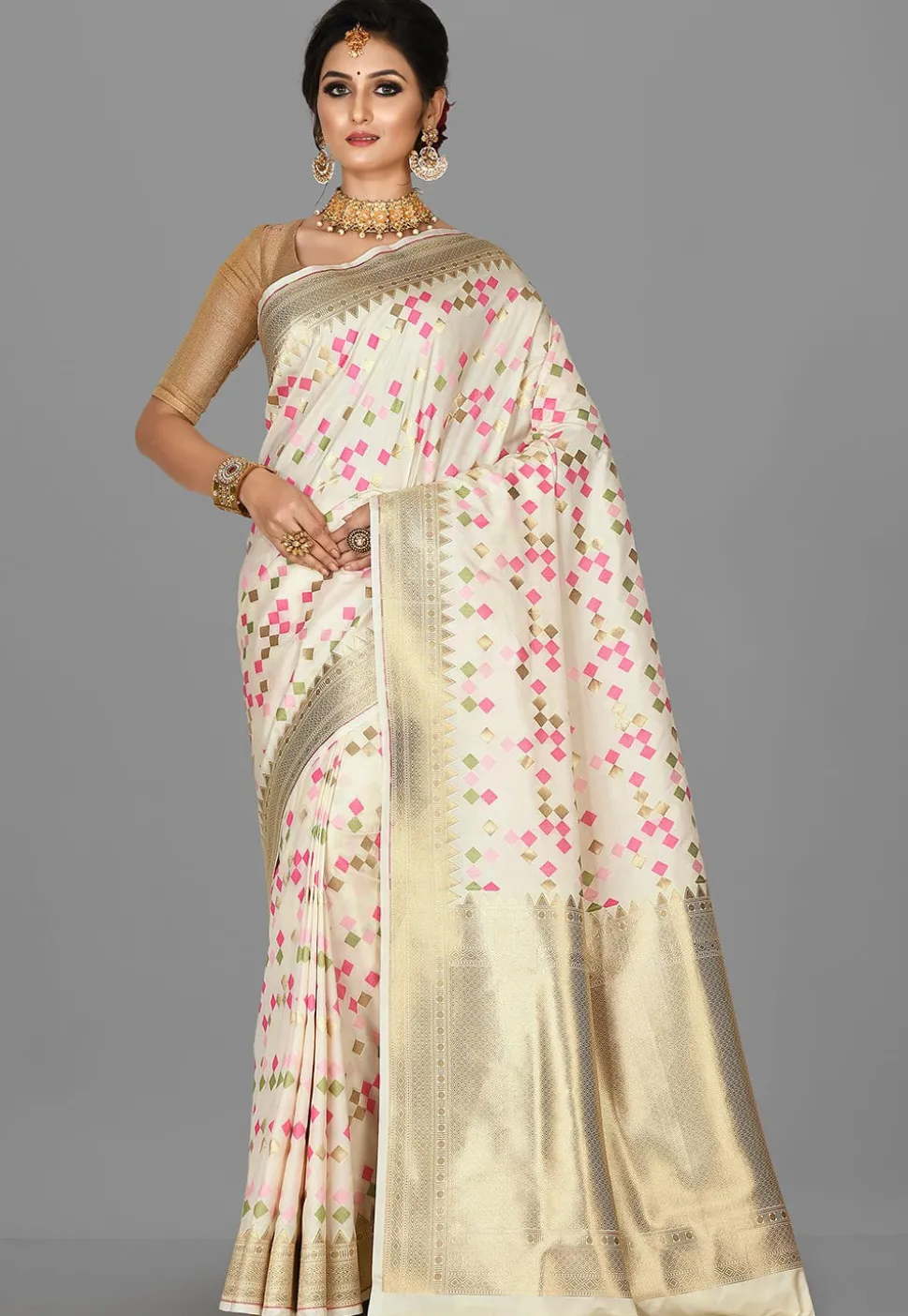 Banarasi Saree in Off White