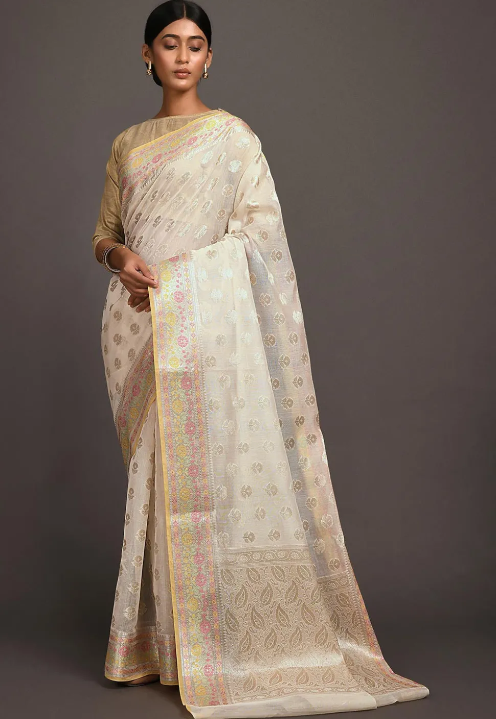 Banarasi Saree in Off White