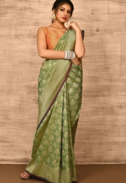 Banarasi Saree in Olive Green