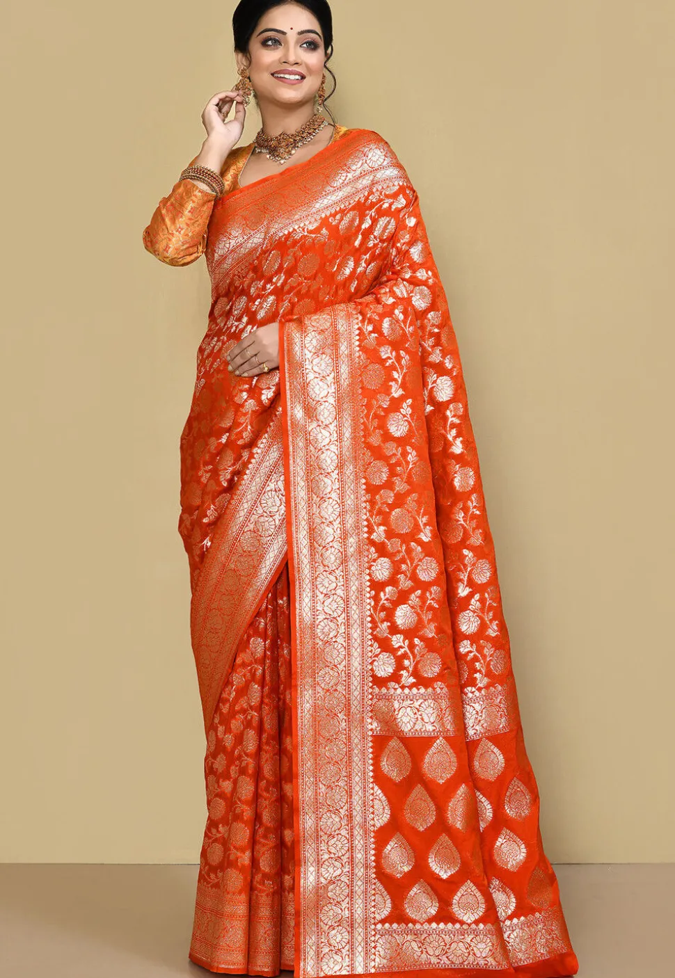 Banarasi Saree in Orange