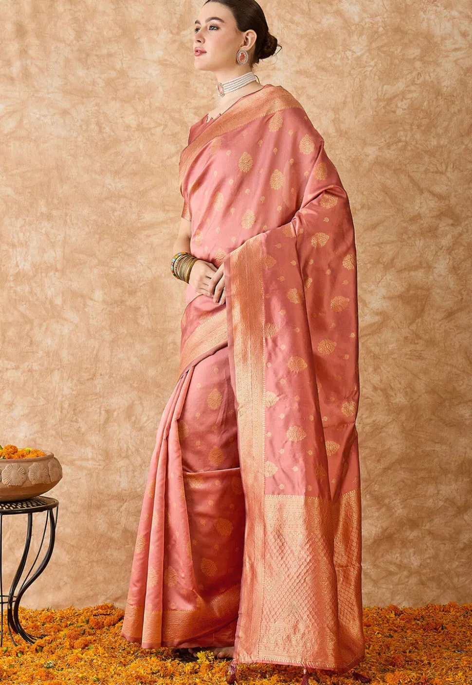 Banarasi Saree in Peach