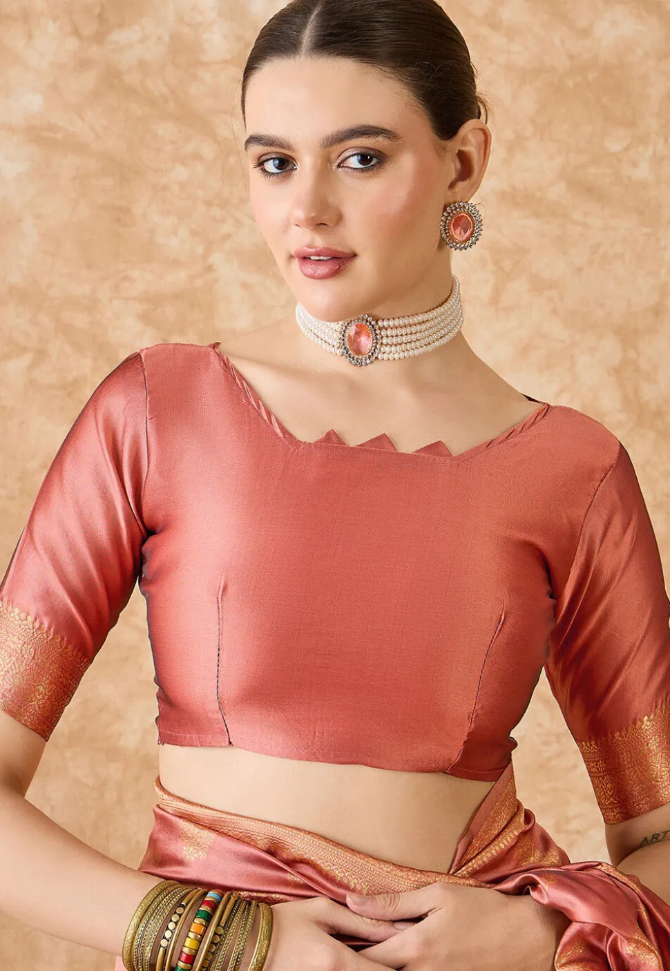 Banarasi Saree in Peach