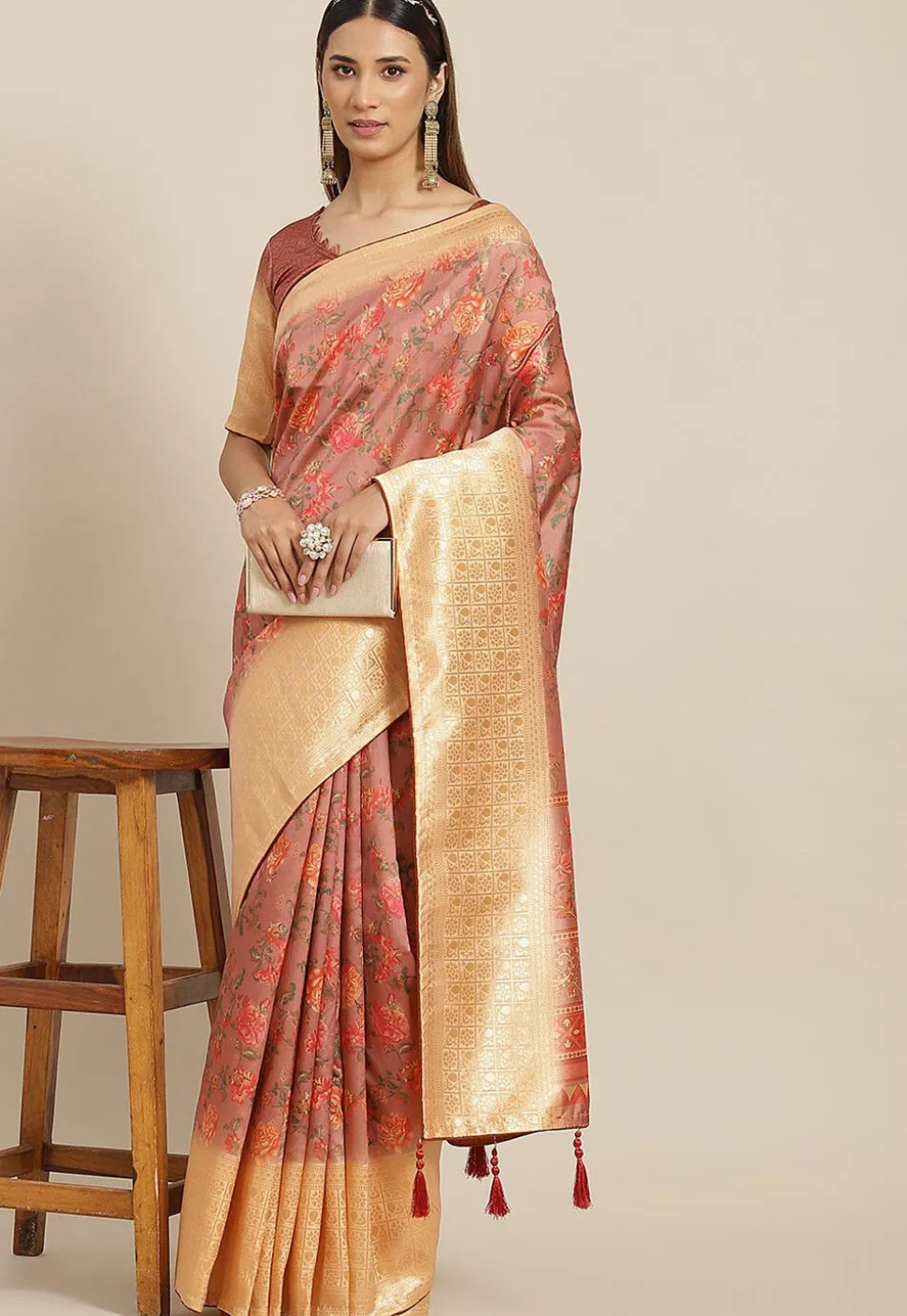 Banarasi Saree in Peach