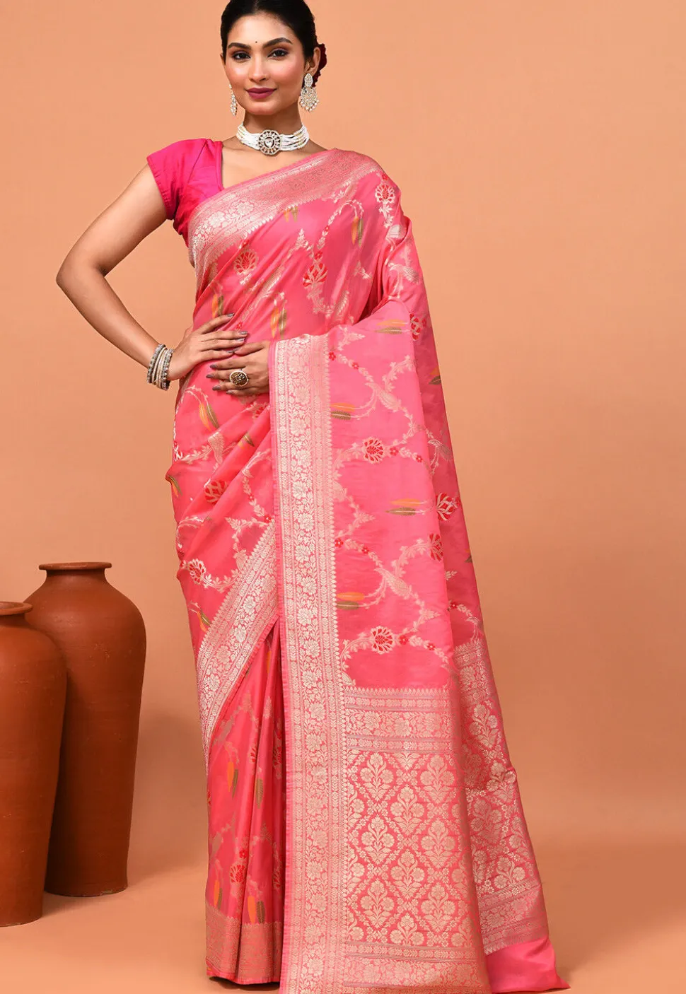 Banarasi Saree in Pink