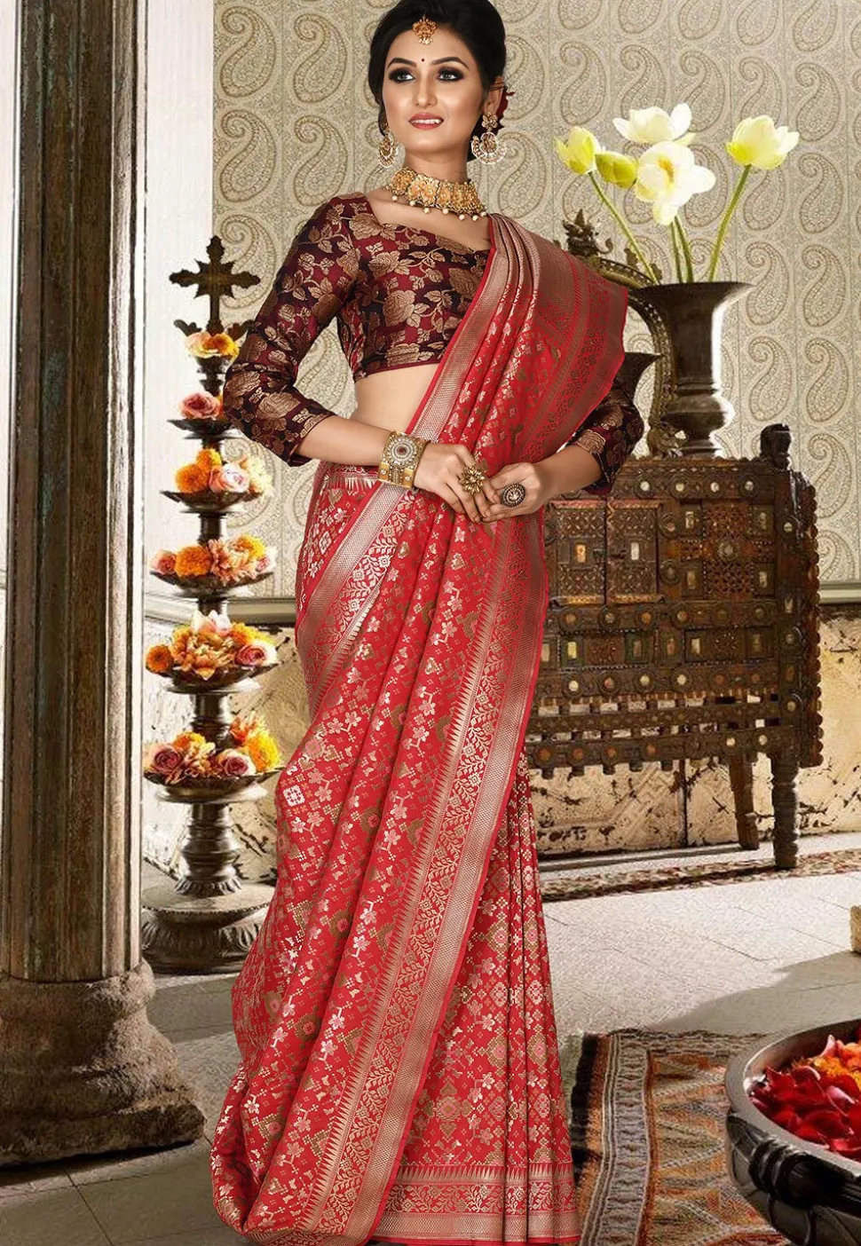 Banarasi Saree in Red