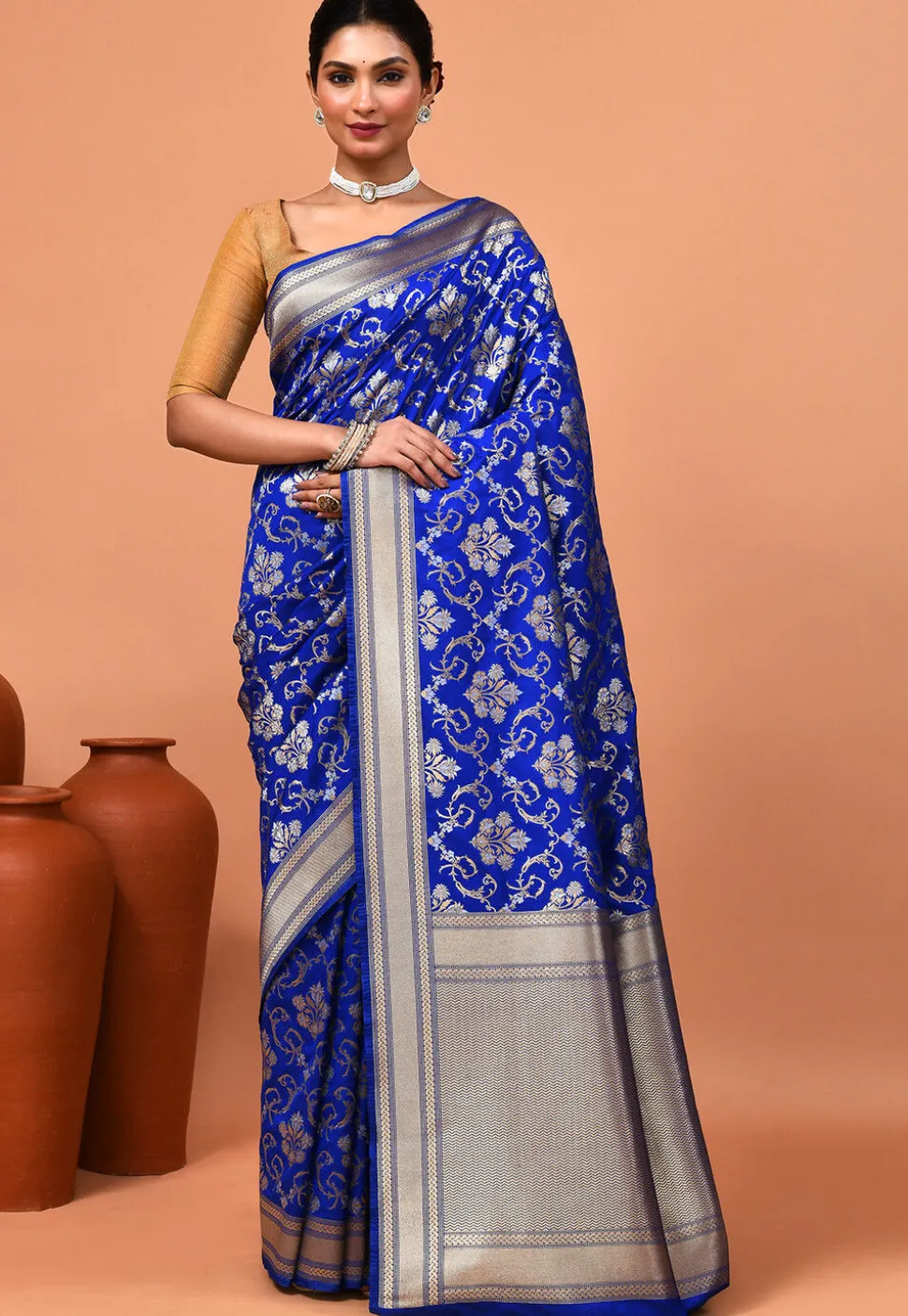 Banarasi Saree in Royal Blue