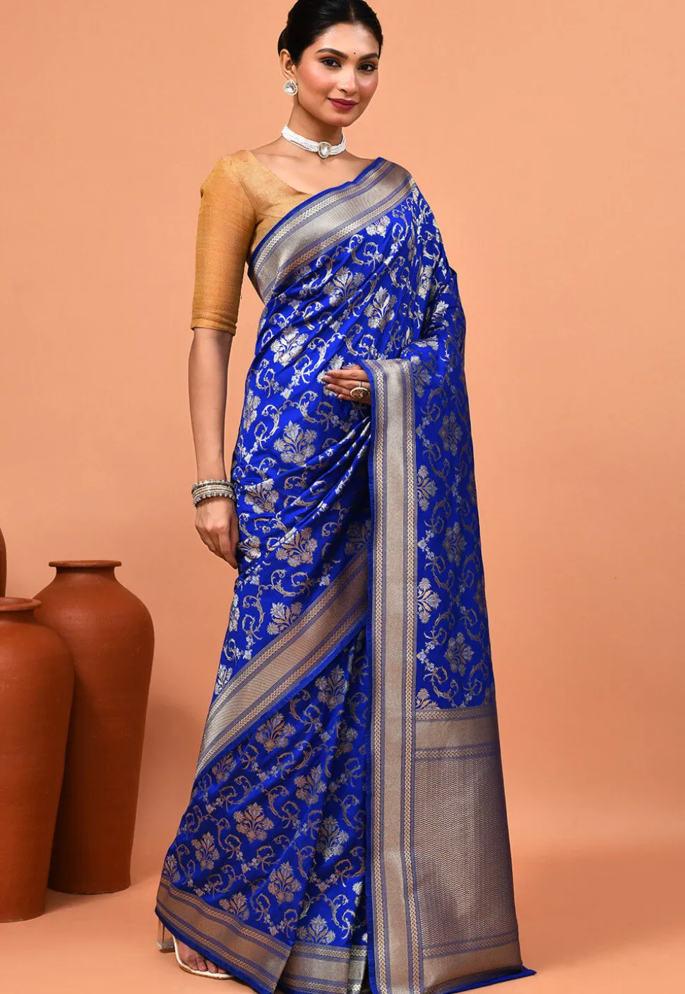 Banarasi Saree in Royal Blue