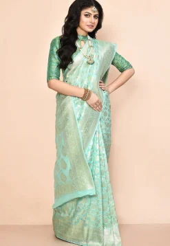 Banarasi Saree in Sea Green