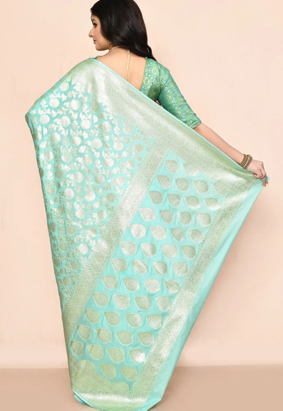 Banarasi Saree in Sea Green