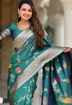Banarasi Saree in Teal Blue