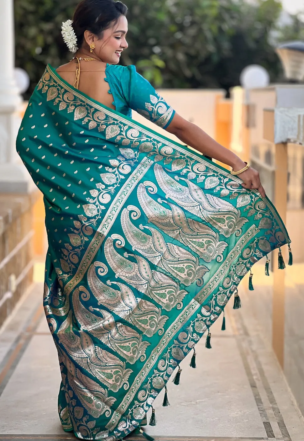 Banarasi Saree in Teal Blue