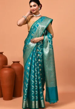 Banarasi Saree in Teal Blue