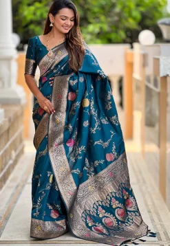 Banarasi Saree in Teal Blue