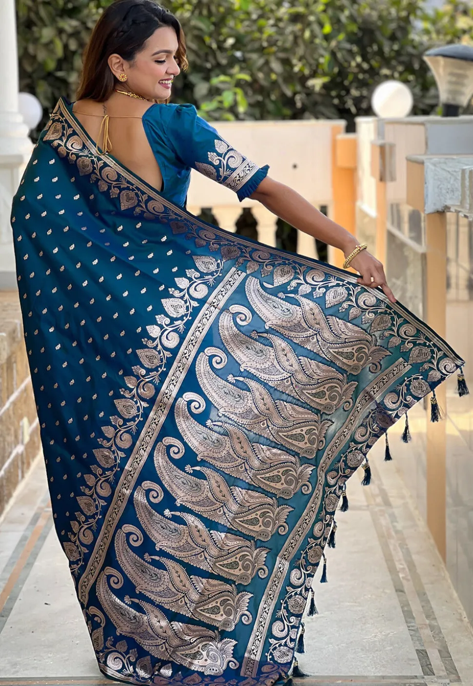 Banarasi Saree in Teal Blue