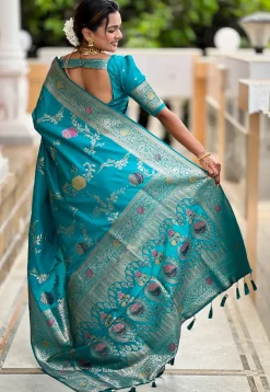Banarasi Saree in Teal Blue