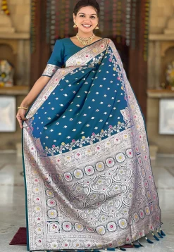 Banarasi Saree in Teal Blue