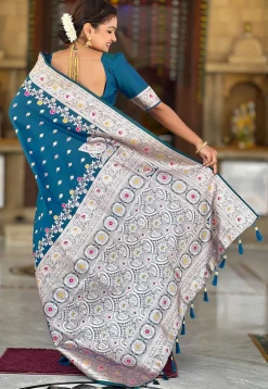 Banarasi Saree in Teal Blue