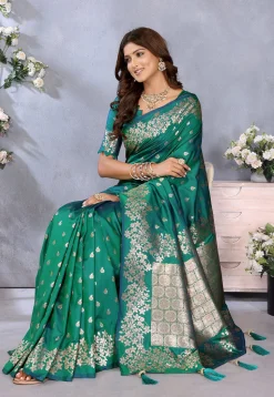 Banarasi Saree in Teal Green