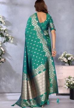 Banarasi Saree in Teal Green