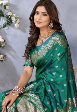 Banarasi Saree in Teal Green