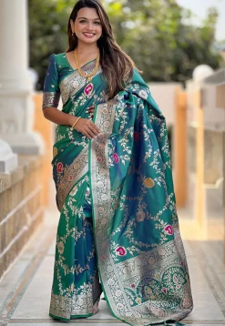 Banarasi Saree in Teal Green