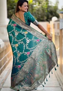 Banarasi Saree in Teal Green